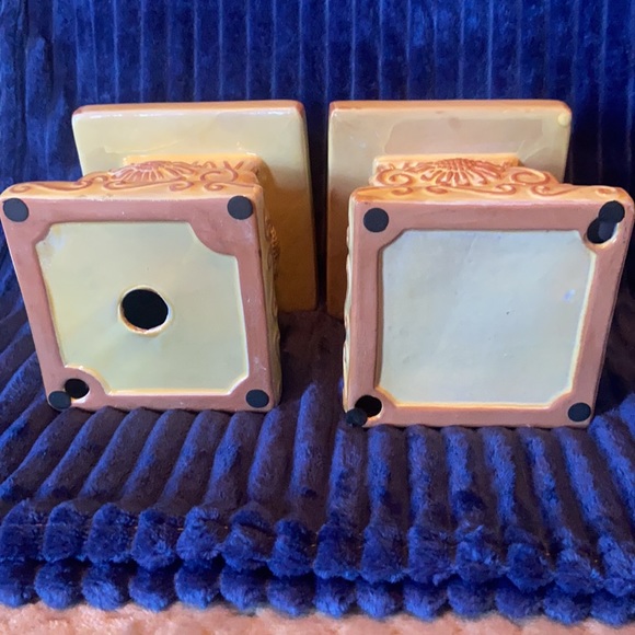 Rustic Sunflower Ceramic/Terra Cotta Candle Pillars-set of 2 - Picture 11 of 11